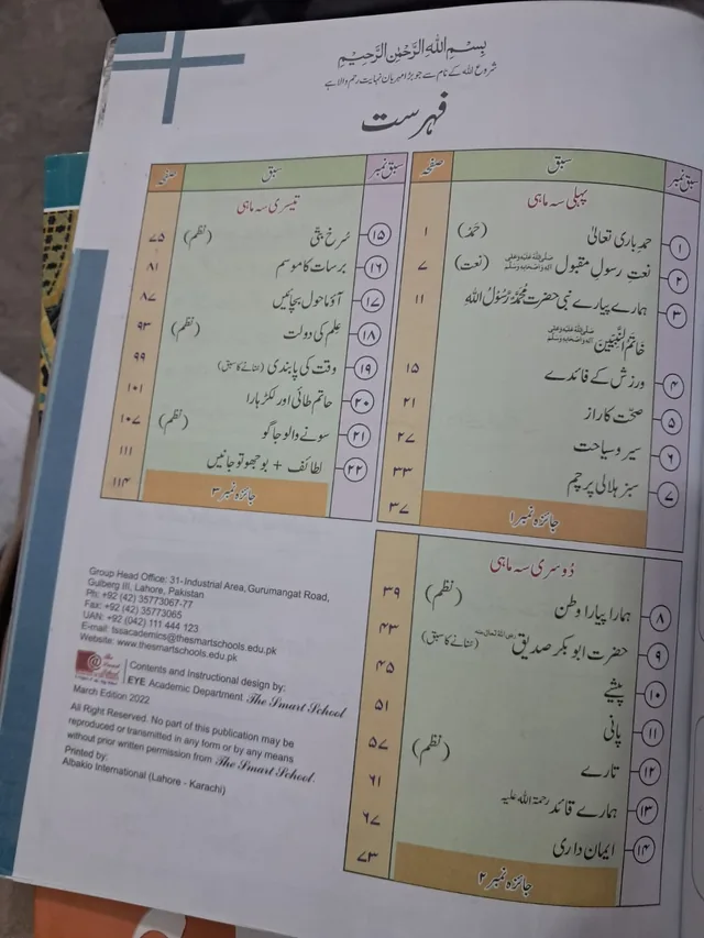 The Smart School Class 2 – Smart Urdu ki Doosri Kitab (2027-28) — page 1